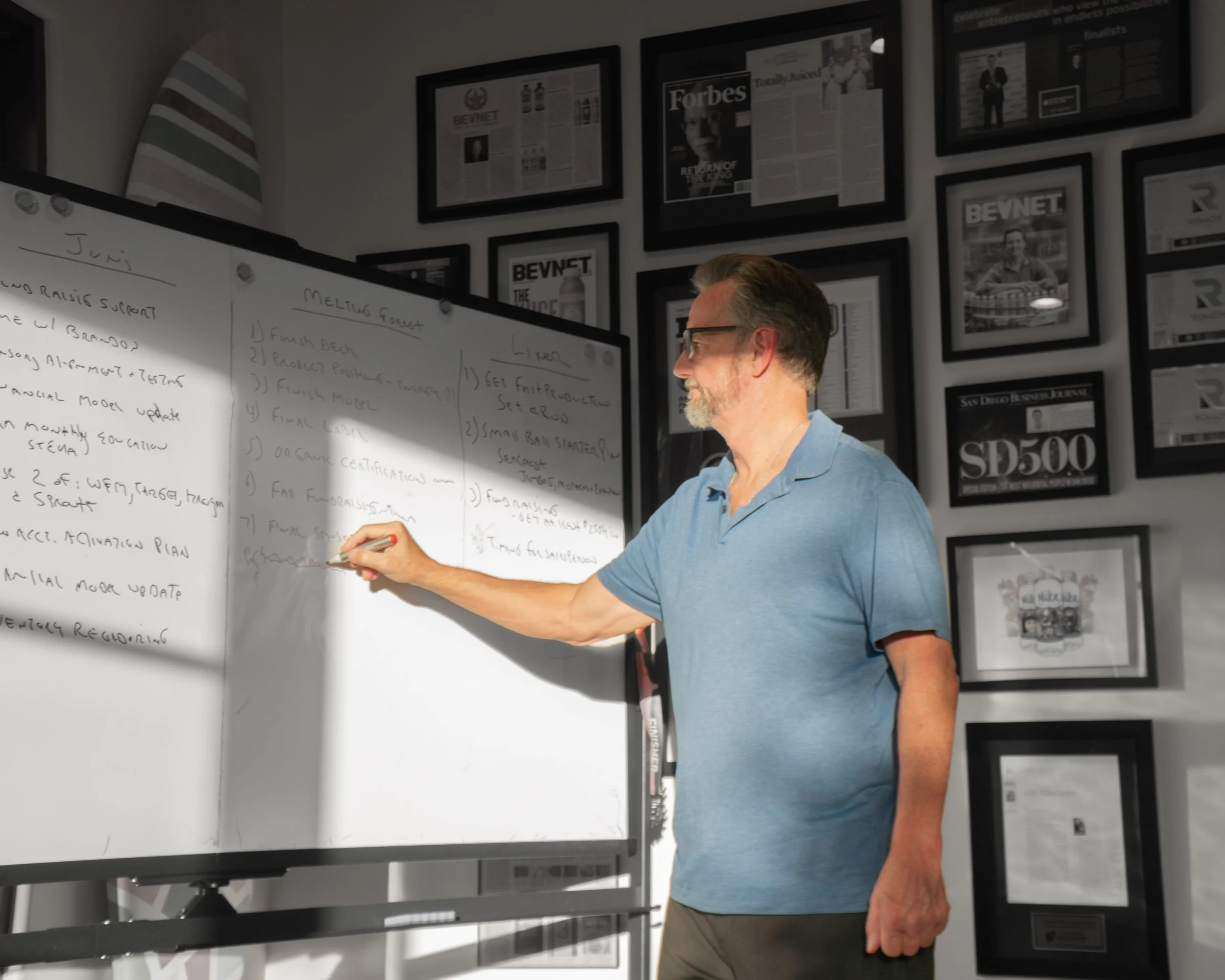 Jeff Church strategizing at the whiteboard