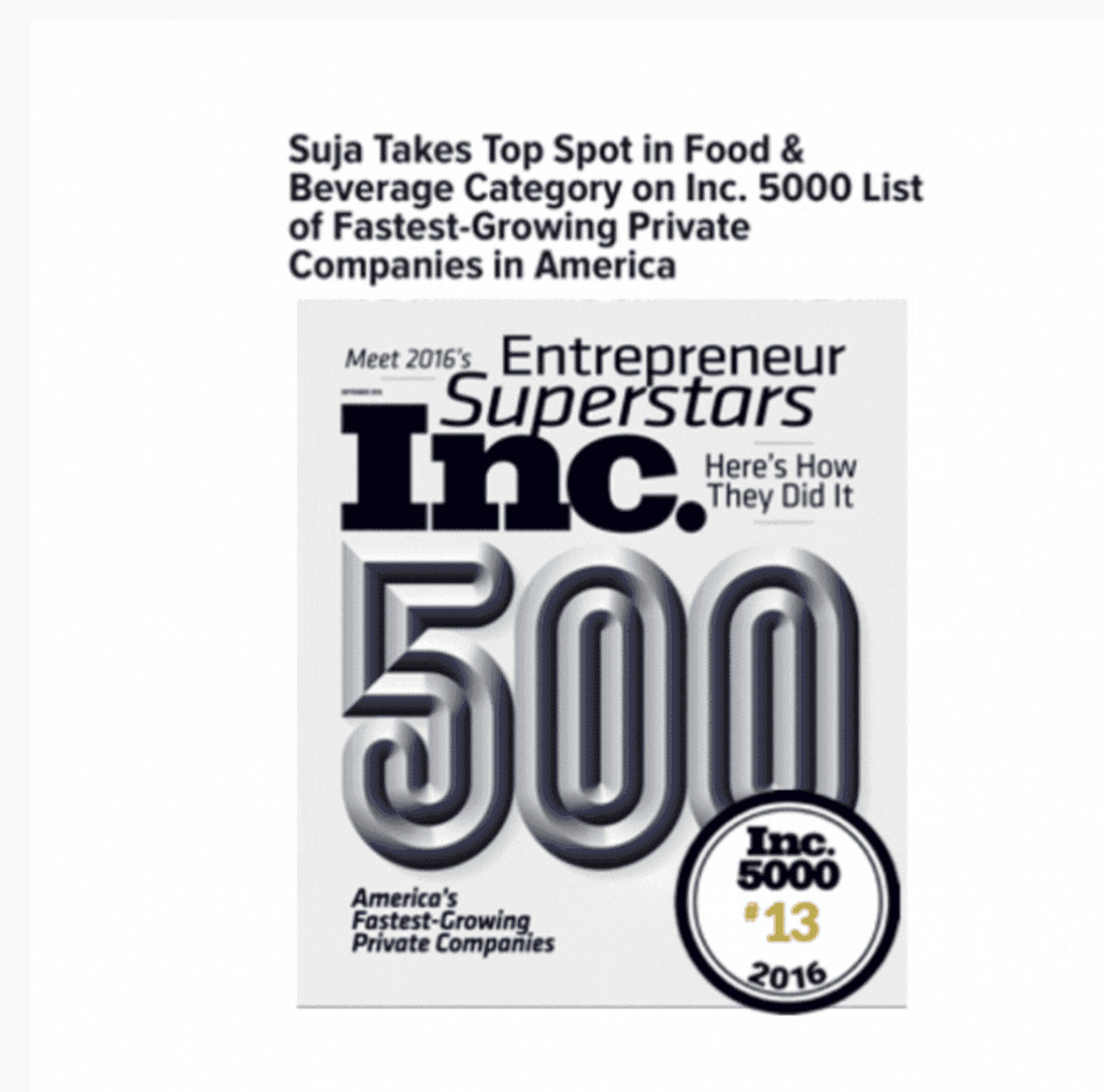 Inc. 500 #13 Fastest Growing Company